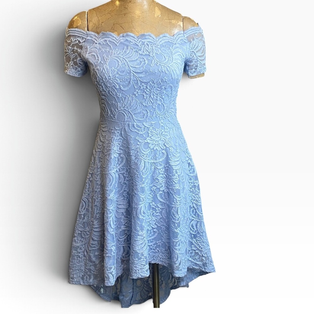 City Triangles M Floral Lace Off Shoulder High Low Cocktail Dress #325J